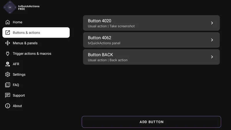 tvquickactions android tv app.