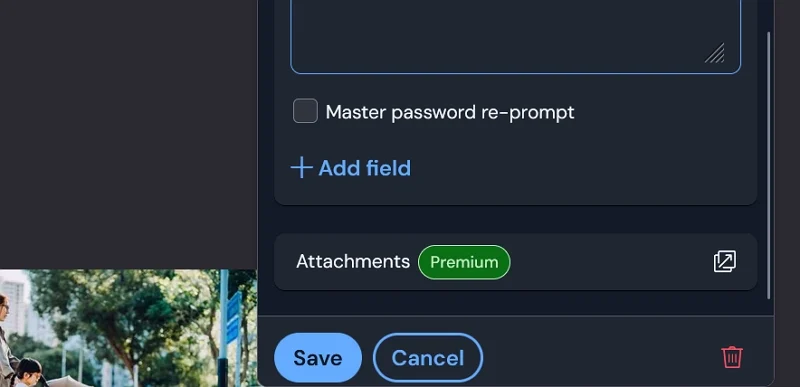 attachments on bitwarden password manager