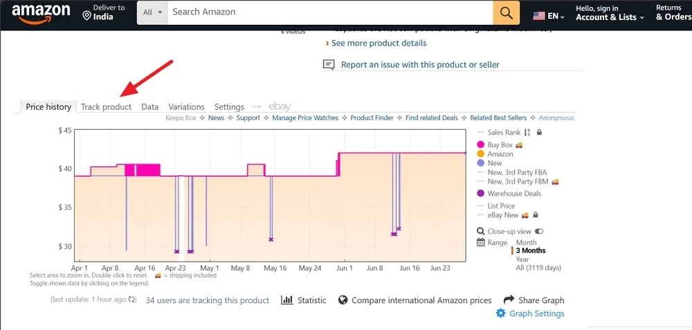 track product price using keepa information box