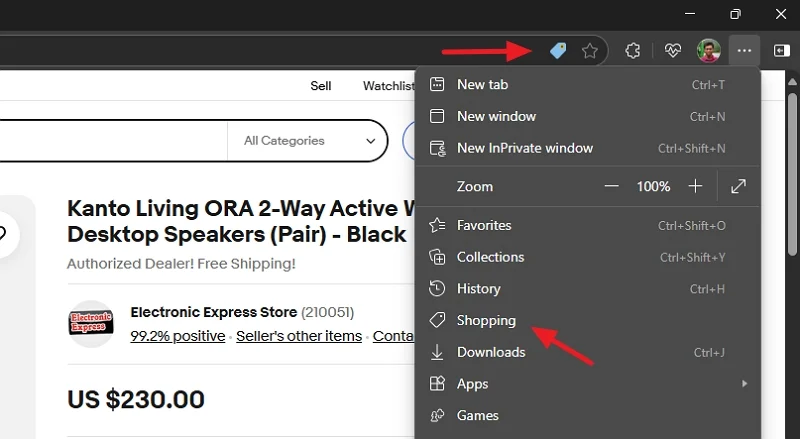 edge shopping on edge browser