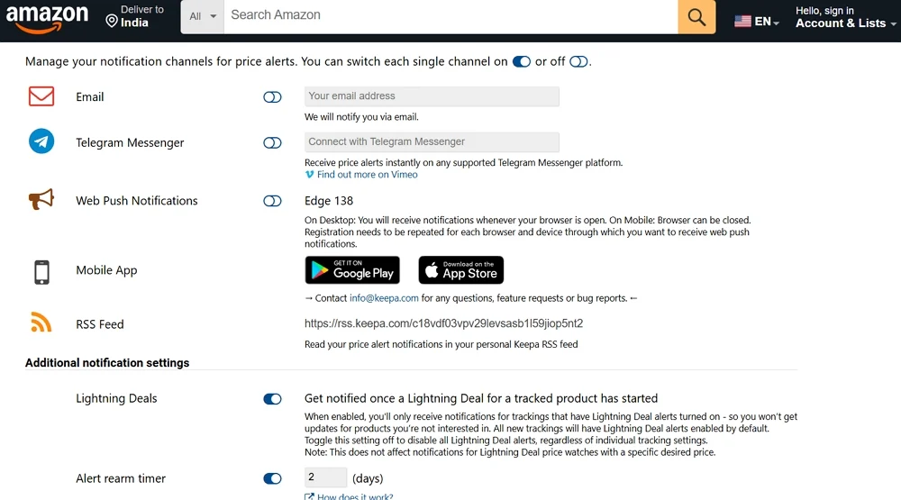 keepa price tracking