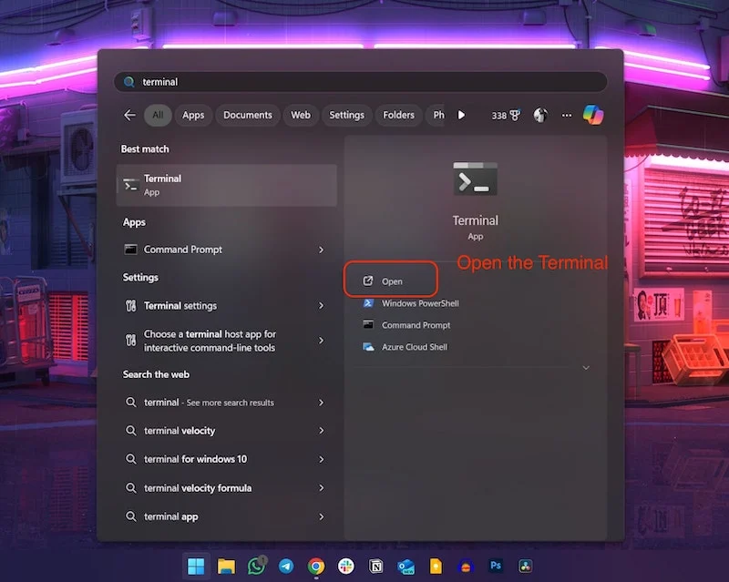 open windows terminal