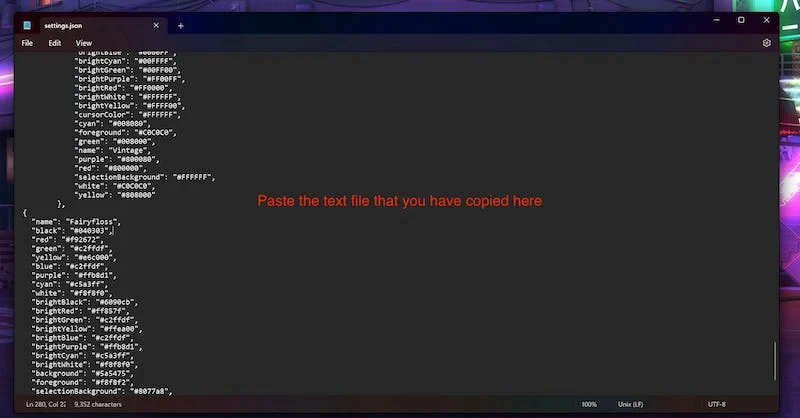 paste the text file and save it