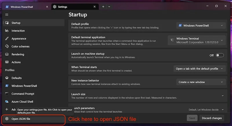 how to customize windows terminal like a pro - open json file settings