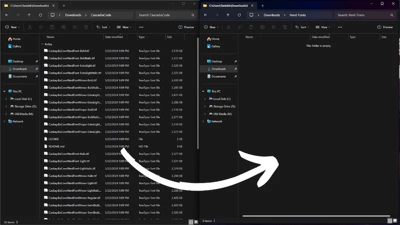how to customize windows terminal like a pro - move all the fonts to another folder