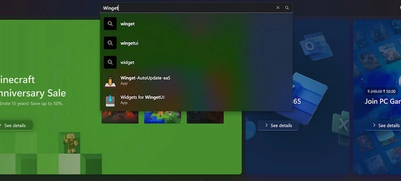 search for winget in the microsoft store
