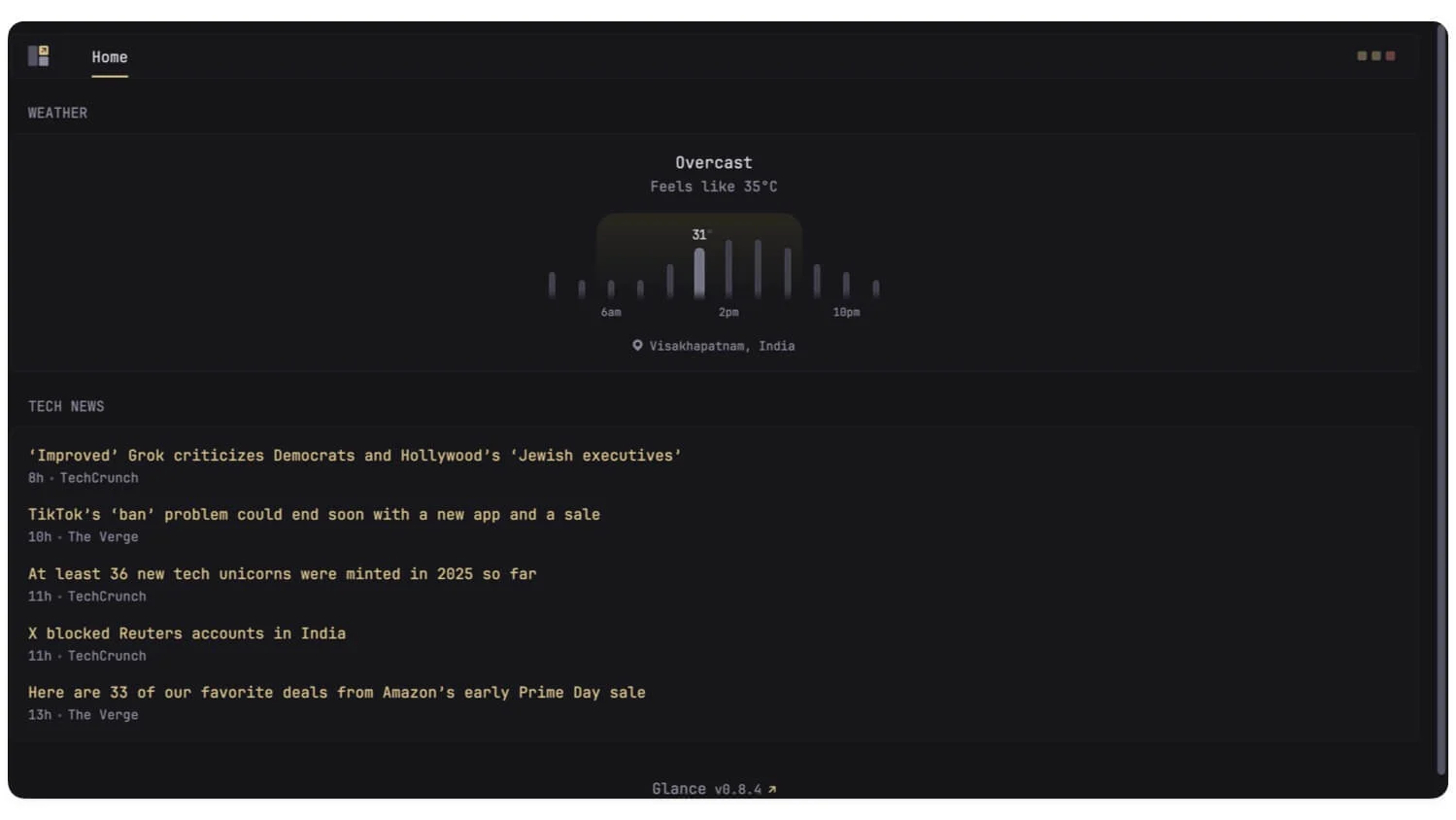 glance personal dashboard