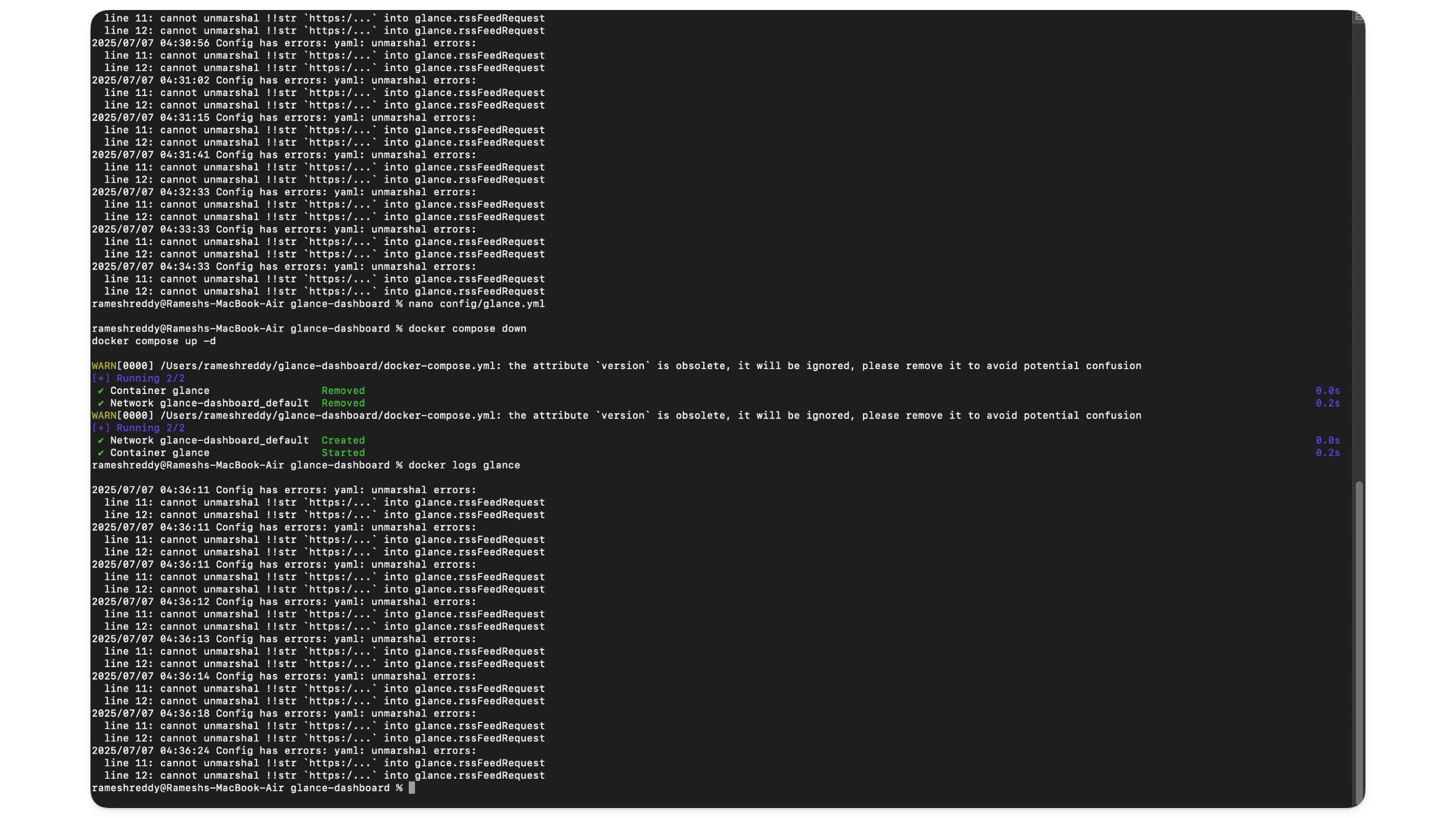 how to set up your own personal dashboard using glance - glance logs