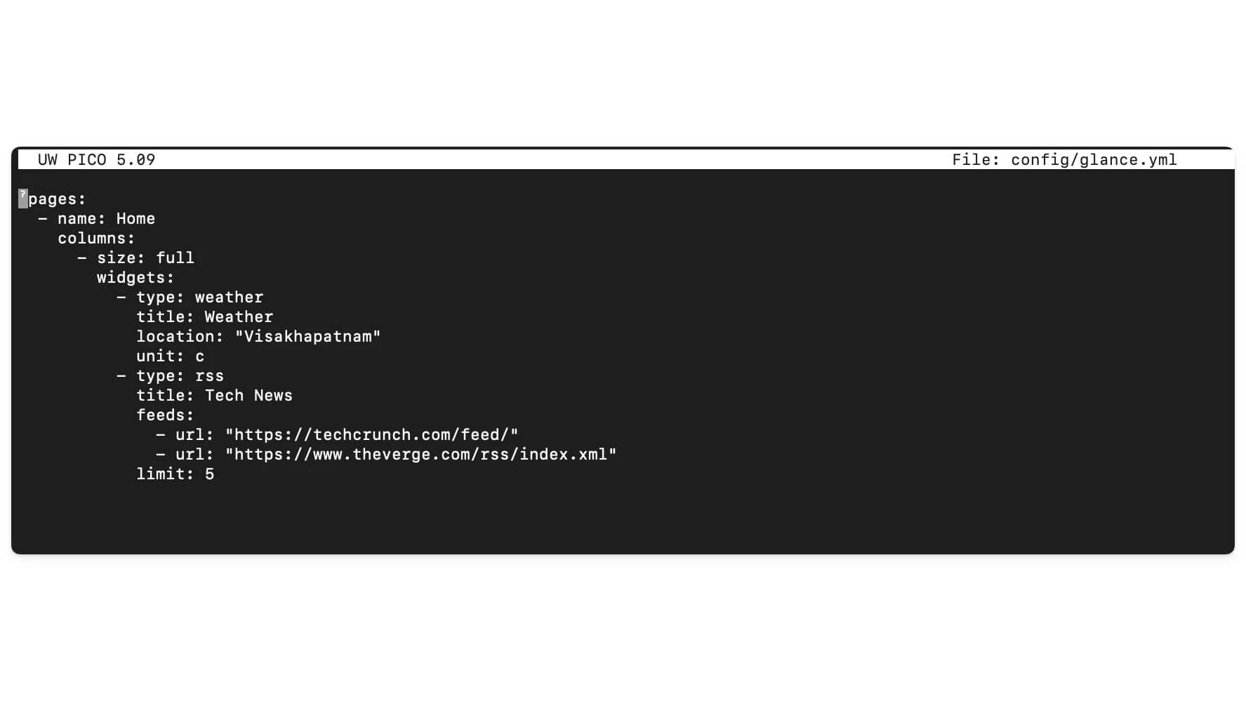 edit config file in glance