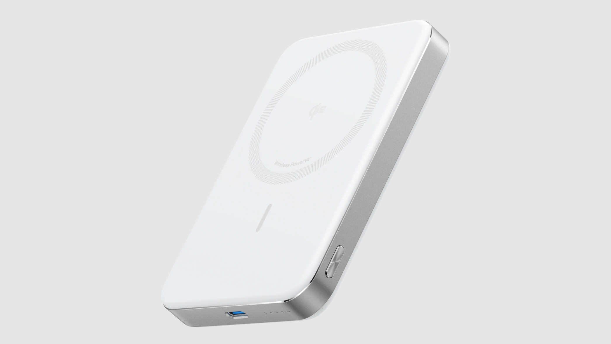 Anker Maggo Power Bank dengan latar belakang abu -abu