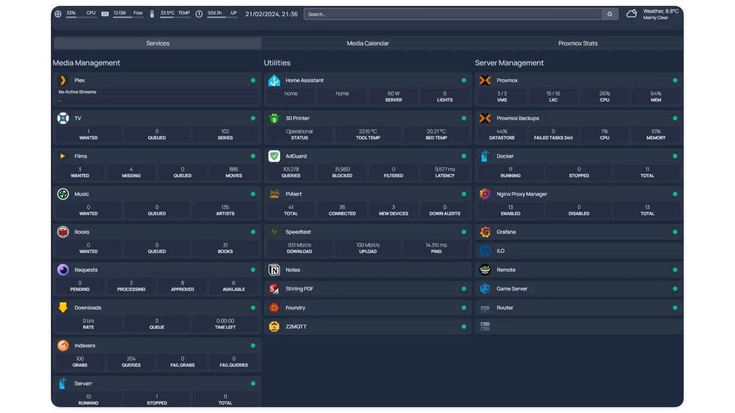لوحة القيادة الشخصية الصفحة الرئيسية homepage personal dashboard