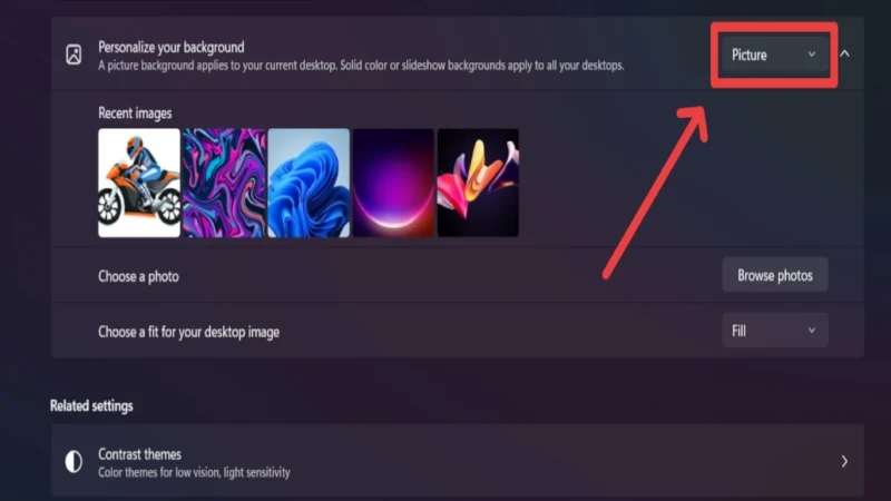 set background type to picture