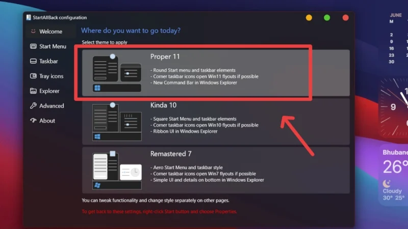 select proper 11 theme
