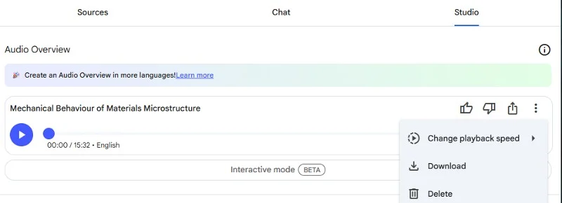 audio overview on notebooklm