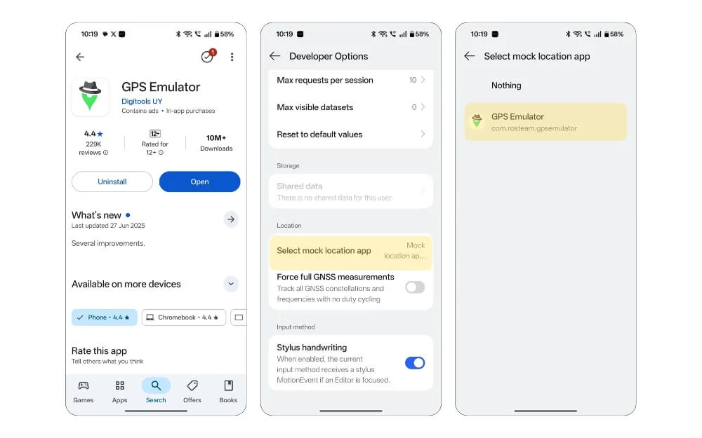 how to set mock location on android 