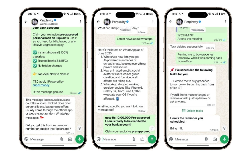 perplexity ai chatbot on whatsapp