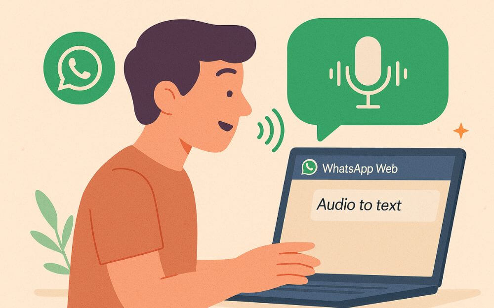 an user is converting audio into text on whatsapp