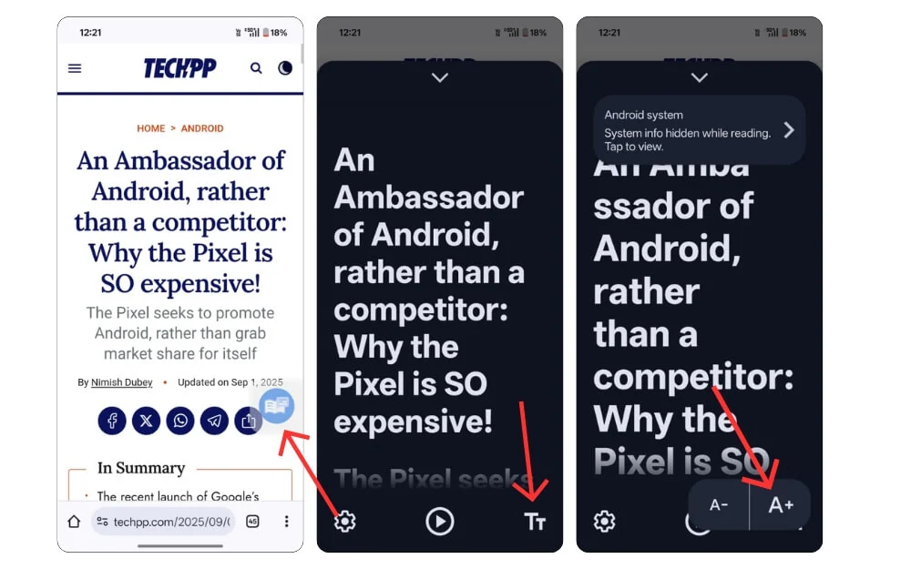 how to use reading mode on android