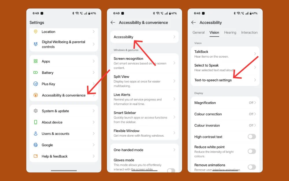 how to enable text to speech settings on android