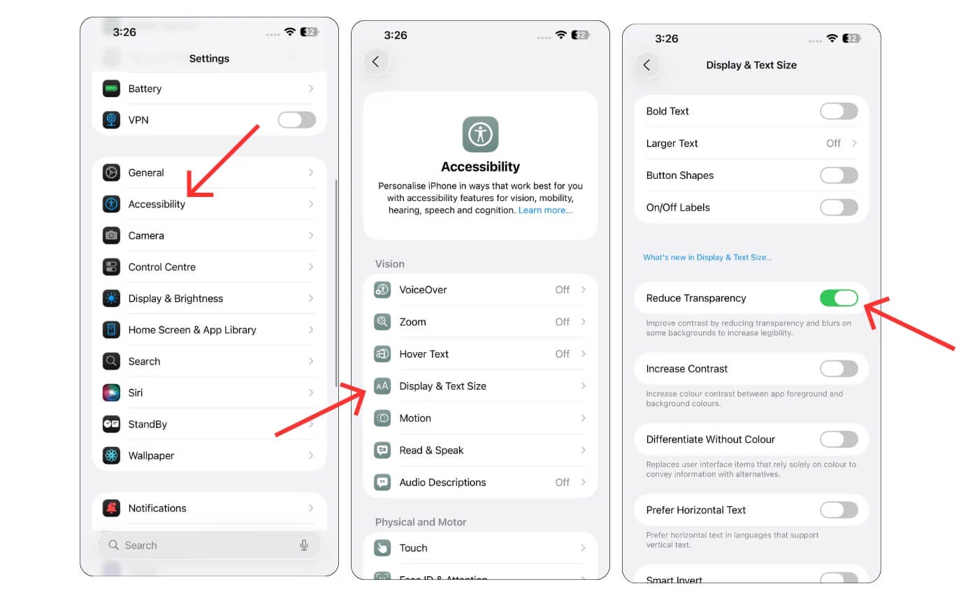 reduce transparency mode