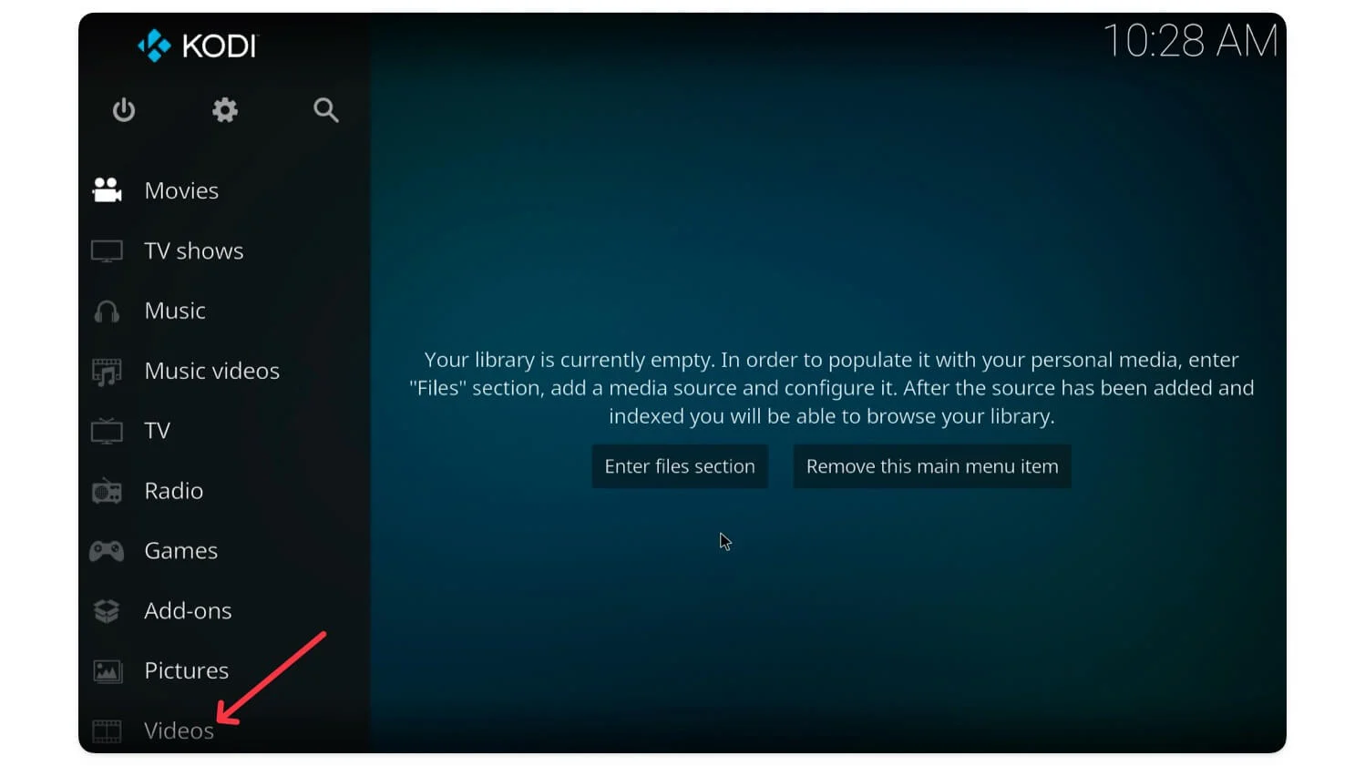 kodi videos tab