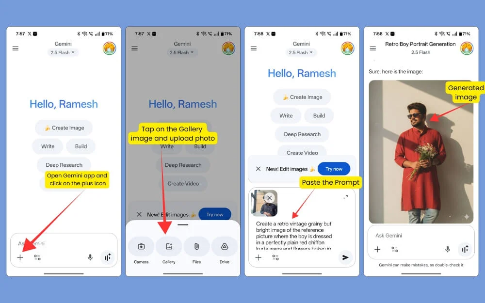 how to use these prompts in google gemini