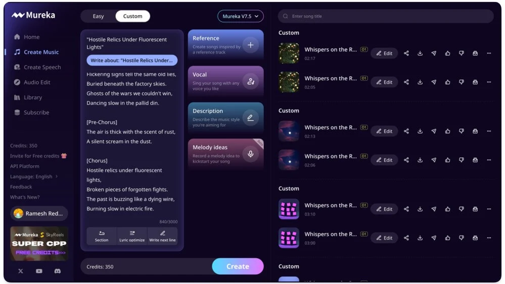 mureka.ai: generate high-quality soundtracks using simple text - mureka.ai is the ability to generate a full song