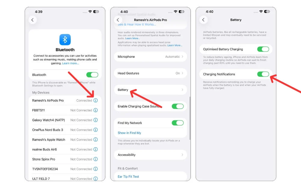 how to get charging notification for airpods pro case