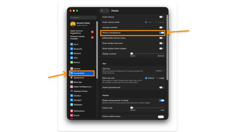 how to reduce transparency on your mac os 