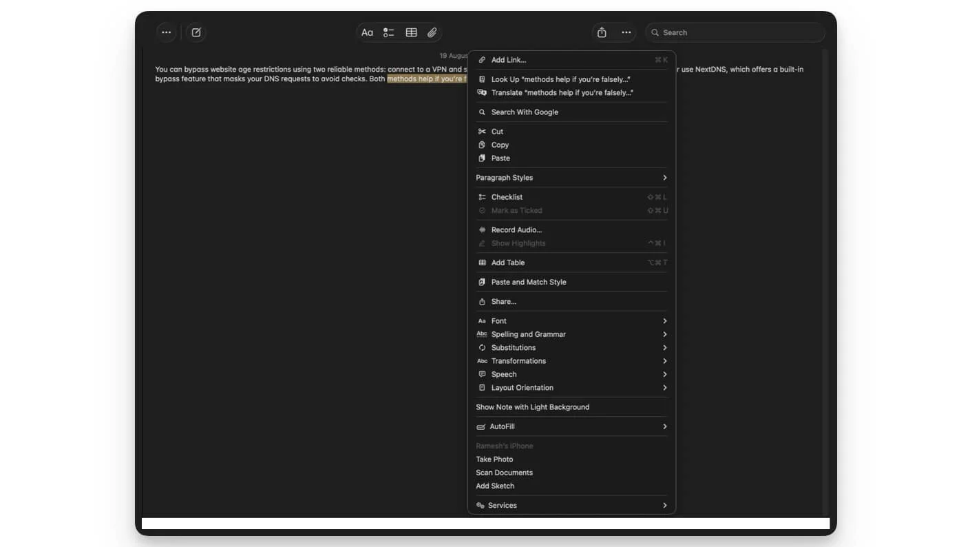 how to access context menus on macos