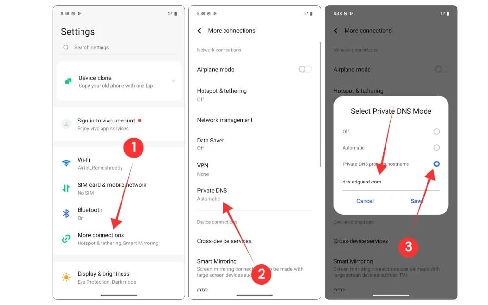 how to set private dns on vivo smartphone