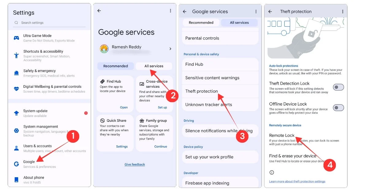 how to turn on remote lock on your vivo smart phone