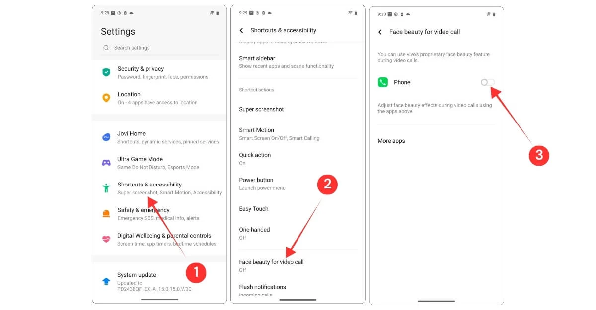 how to turn off face beaty on video calls