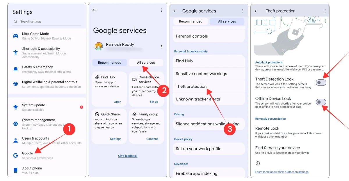 how to enable theft protection on your vivo smartphone