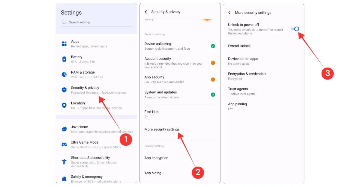 how to enable required password to power off your vivo smartphone