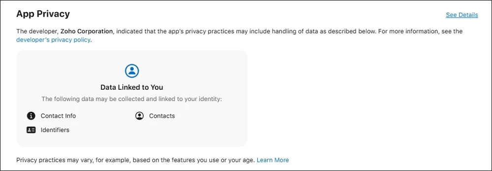 arattai app store privacy