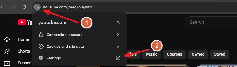 site settings on chrome
