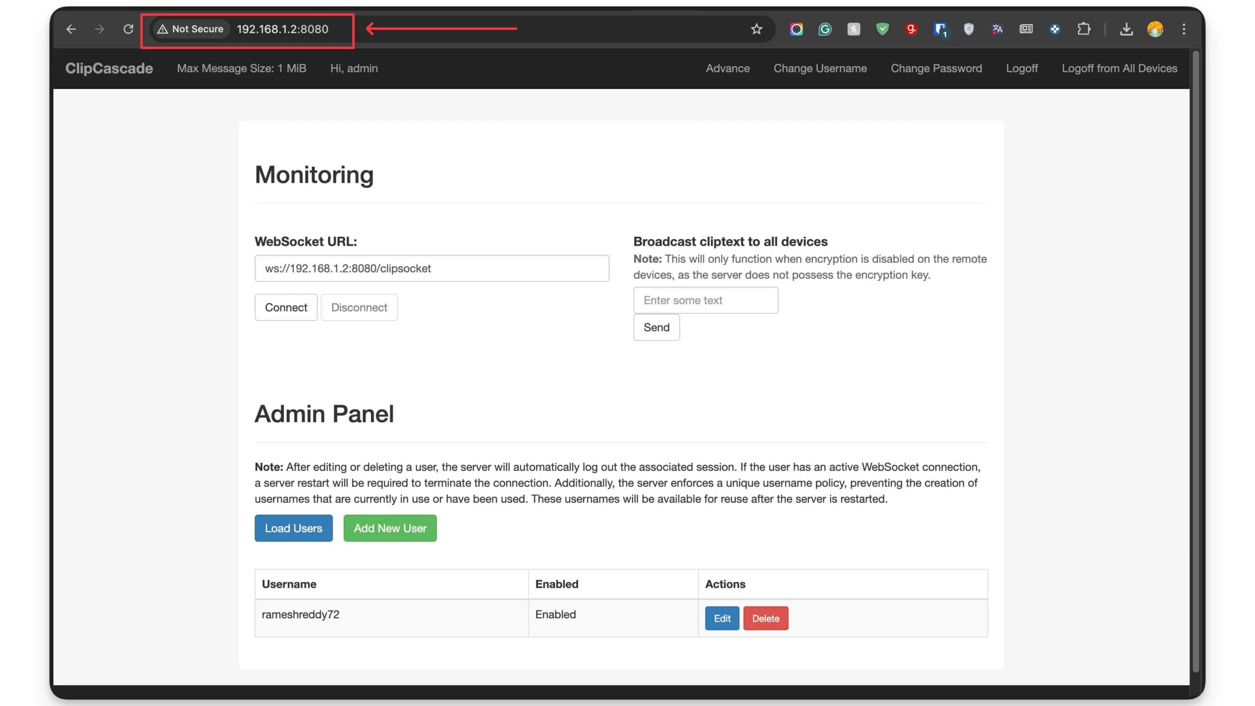 ensure clipcascade is running on local server