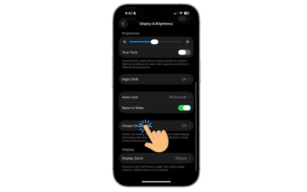 always on display settings on iphone