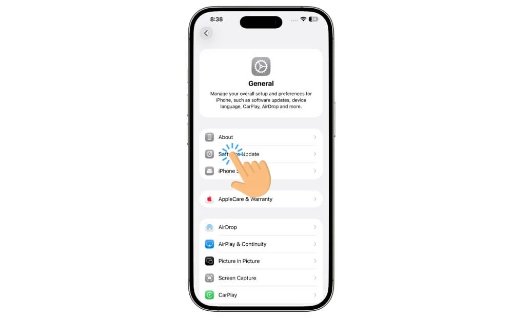 tap on software update settings