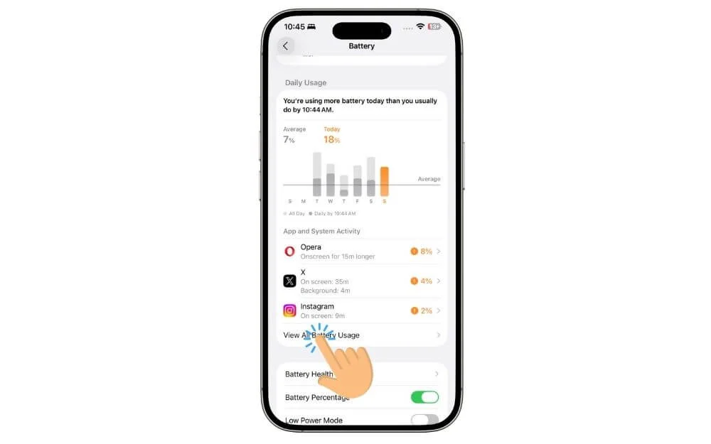 view all battery usage