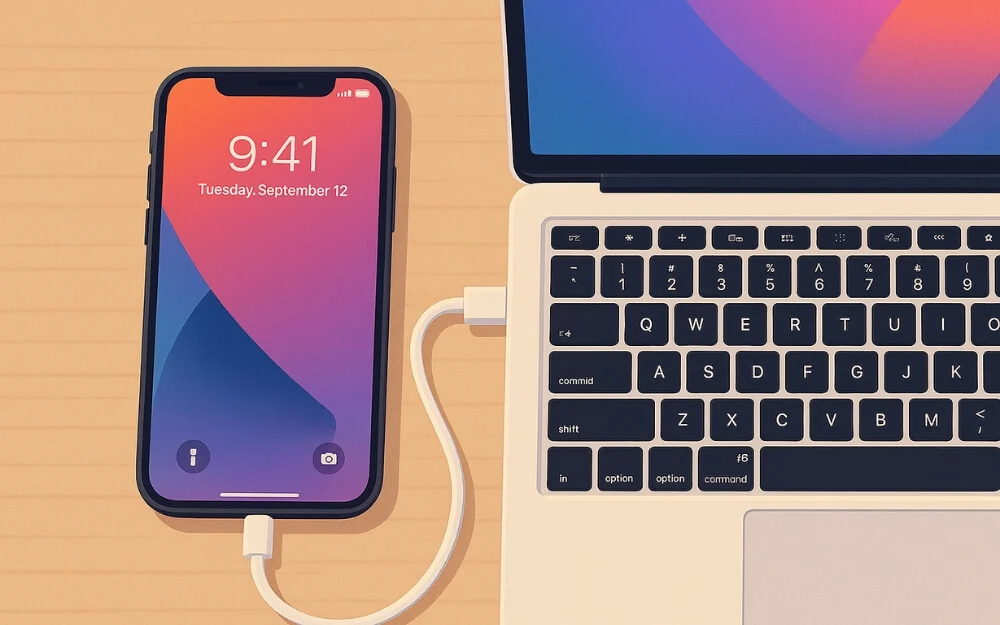 connect iphone to the mac using wired cable