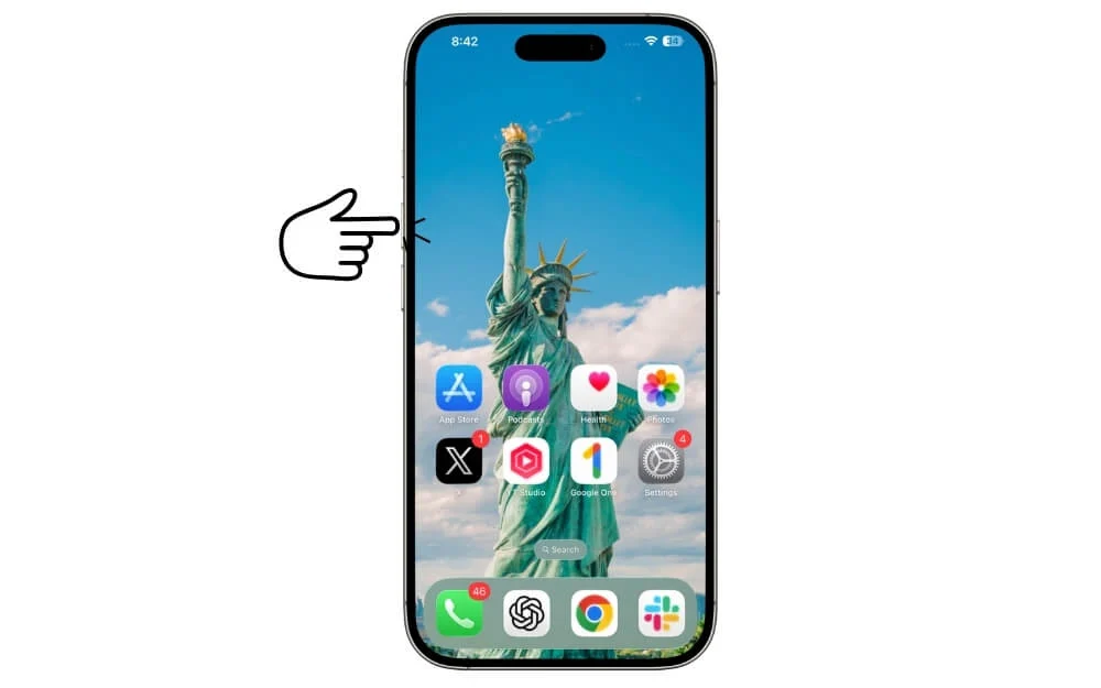 press volume up button
