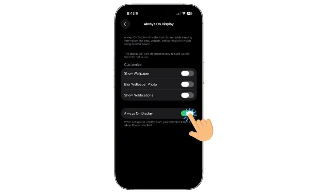 turn off always on display on iphone