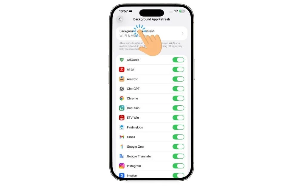 background app refresh settings