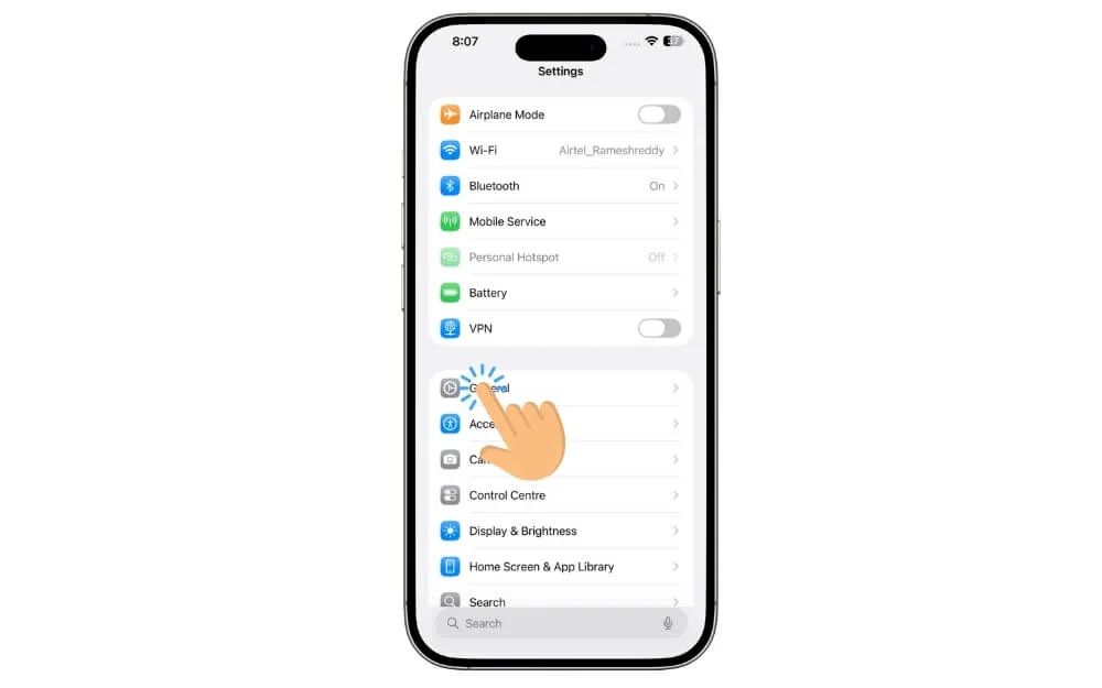 general settings on iphone