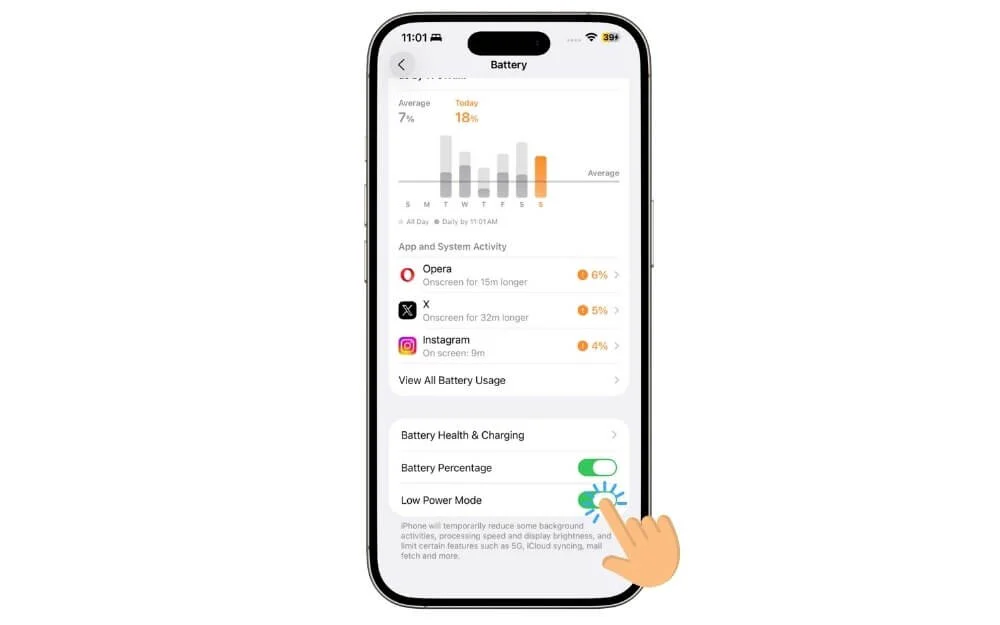 turn on low power mode on iphone