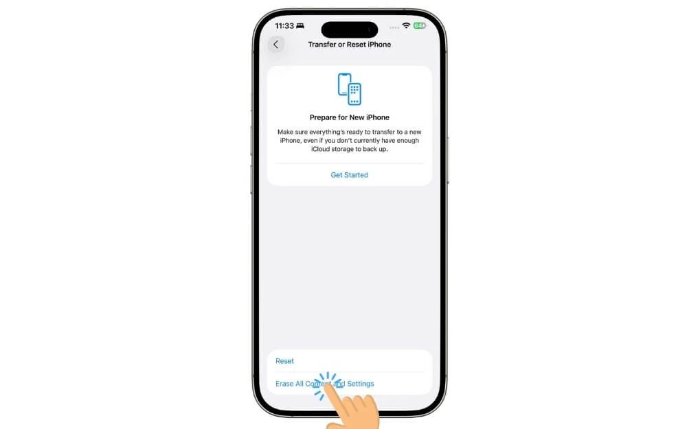 erase all content on your iphone
