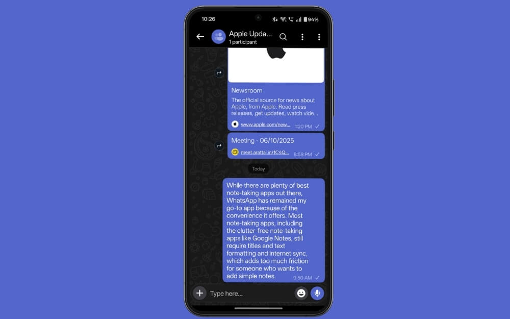 using arattai as a note-taking app