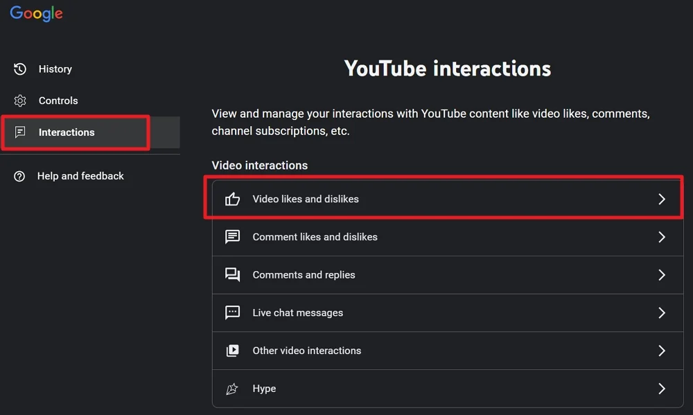 youtube interactions